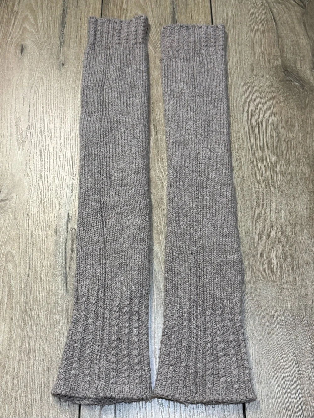 HUE Cable Knit Leg Warmers Taupe 24” Long Cozy Balletcore Boot Socks